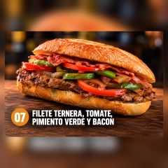 B.Esp.07.-Filete Ternera, Tomate, Pimiento Verde y Bacon