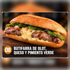 B.Esp.08.-Butifarra de Olot, Queso y Pimiento Verde