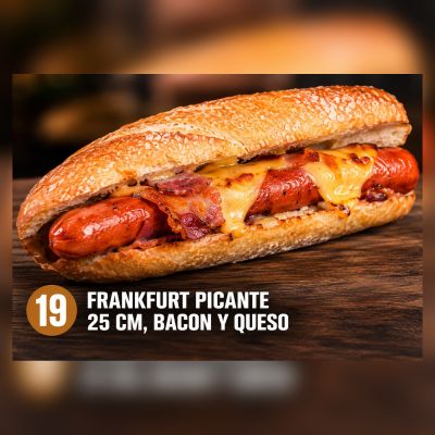 B.Esp.19.-Frankfurt Picante 25 cm, Bacon y Queso – imagen 1