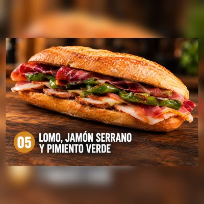 B.Esp.05.-Lomo, Jamón Serrano y Pimiento Verde – imagen 1