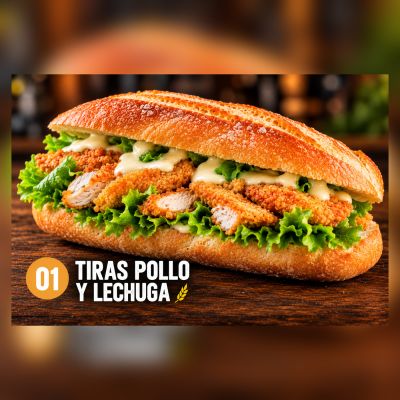 B.Esp.01.-Tiras Pollo y Lechuga🌾 CONTIENE GLUTEN – imagen 1