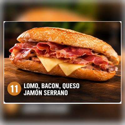 B.Esp.11.-Lomo, Bacon, Queso y Jamón Serrano – imagen 1